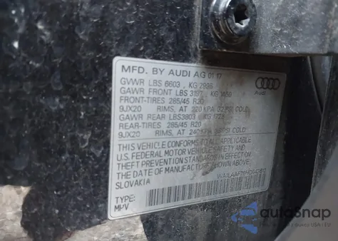 2017 Audi Q7 3.0T Premium z USA, uszkodzony, nr VIN WA1LAAF79HD043612